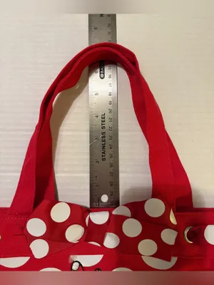 Disney Parks Canvas Red w White Polka Dots Tote Bag Embroidered Minnie Mouse thumbnail 12