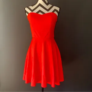 AMANDA UPRICHARD Sweetheart Neck Strapless Ponti Dress Mini Neon Orange‎ Medium thumbnail 2