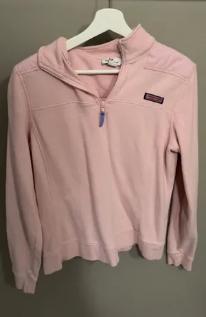 Vineyard Vines pink cotton quarter zip sweatshirt in size M thumbnail 1