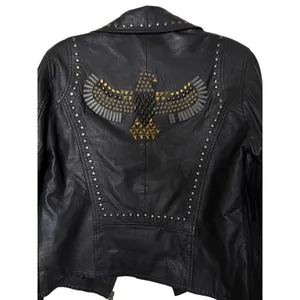 Scully Corrissa Eagle Studded Lamb Leather Moto Jacket Black L Western thumbnail 3