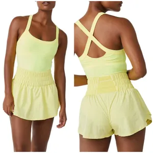 Womens Butter Yellow Tennis Pickleball Active Skort Romper‎ Athletic Size L thumbnail 2