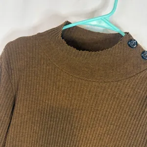 Sanctuary Woman’s Brown Ribbed Mock Neck Sweater with Button Detail — Size XL thumbnail 5