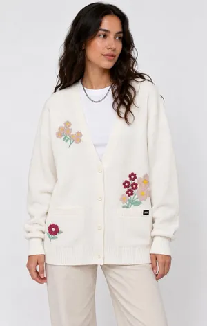 NWT Vans Floral Embroidered Cotton Cardigan XS/S thumbnail 1