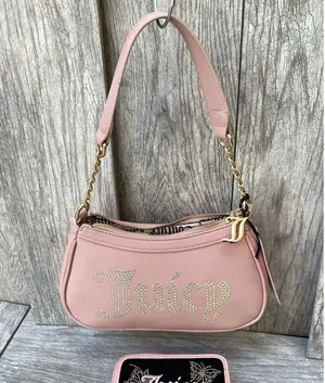 Juicy Couture | Pink Shoulder Bag & Zip Wallet Set | Rhinestone Logo thumbnail 5