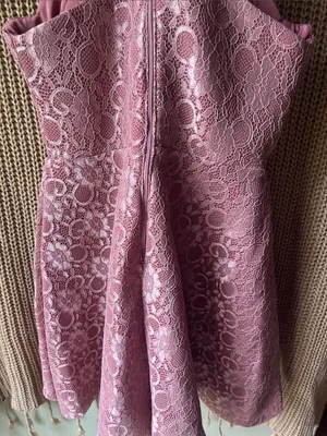 Crystal Doll Dusty Rose Lace Halter Fit-and-Flare Dress thumbnail 8