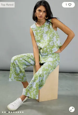 Maeve by Anthropologie London Green Blue Floral Wide Leg Pants size XS EUC thumbnail 1