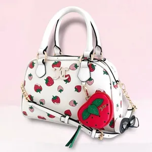 Juicy Couture White Sweet n Juicy LARGE Bowler Bag Satchel Strawberry Coin Purse thumbnail 2