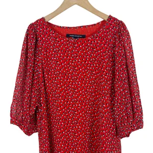 French Connection Red and Blue Dot Print Shift Dress Size 6 thumbnail 4