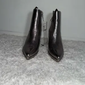 Worthington‎ Women's Silver Metallic Block Heel Ankle Boots Size 8 Medium thumbnail 3