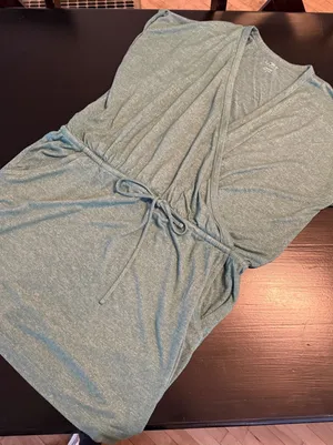 Loft Outlet Lounge dress Womens XL Green Space‎ Dye Surplice V-Neck Drawstrings thumbnail 1