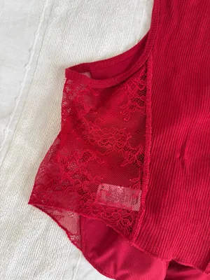 Garage Red Lace-Up Tank Top with Mesh Details thumbnail 7