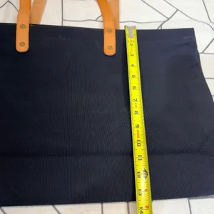 Robert Graham Tote Bag‎ Large Black Canvas Leather Trim Travel Carry Minimalist thumbnail 4