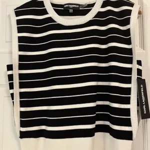 Karl Lagerfeld Black and White Striped Muscle Tee thumbnail 4