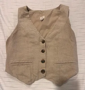 Universal Thread Stylish Tan Button-Up Vest thumbnail 1