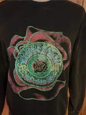 Grateful Dead 50th Anniversary Sweatshirt Rose Steal Your Face Black Small thumbnail 8