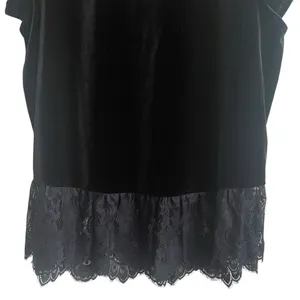 Adrianna Papell Women Gothic Dark Romantic Velvet Lace Top L Black‎ AD1S300230 M thumbnail 4