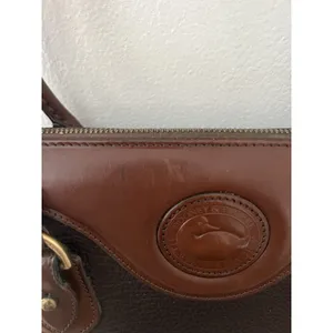 Dooney &Bourke Vintage Brown And Black All Weather Leather Sat Hel Crossbody Bag thumbnail 4