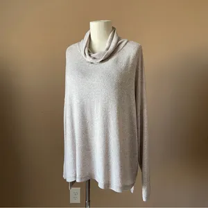 ALTAR'D STATE | Beige Cowl Neck Drop Shoulder Zipper Back Oversized Sweater.Sz L thumbnail 3