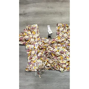 Sanctuary Floral Tie Front Peplum Blouse XL Cottagecore Puff Sleeve Top NWT thumbnail 8
