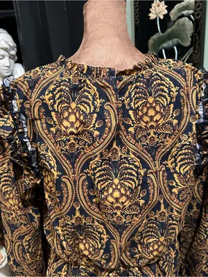 Anthropologie A Loves A Damask Print Voile Ruffle Dress – Size XL thumbnail 7