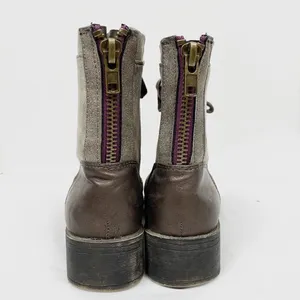 Madden Girl Mistley Grey Distressed Faux Leather Combat Ankle Boots thumbnail 5