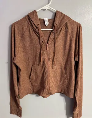 Yogalicious Lux Women's Zip Hoodie Light Brown in Size Medium thumbnail 1