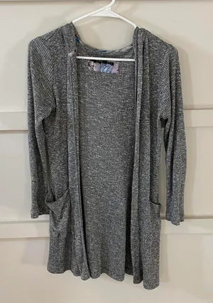 Haute Monde gray hooded sweater thumbnail 3