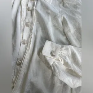 Zara Pearl Detail Buttondown Blouse thumbnail 4