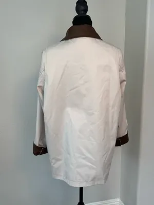 Sanctuary Cream Barn Jacket With Brown Faux Leather Trim M thumbnail 5