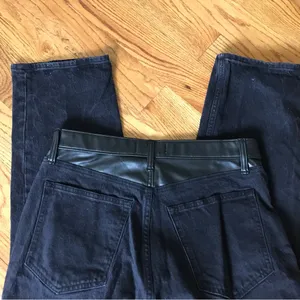 Abercrombie Relaxed Black Jeans with Faux Leather Detail thumbnail 11