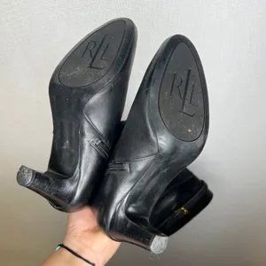 Lauren Ralph Lauren Susie Black Leather Knee High Buckle Boots Womens 7B 11424 thumbnail 5