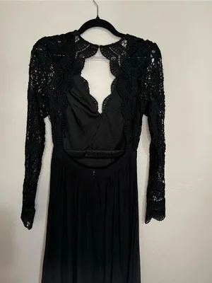 Lulus Awaken My Love Black‎ Lace Open Back Cutout Formal Gown Maxi Dress thumbnail 7