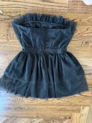 Blue Blush Boutique Large Mini Dress Strapless Black Tulle Ruffle Cinched waist thumbnail 3