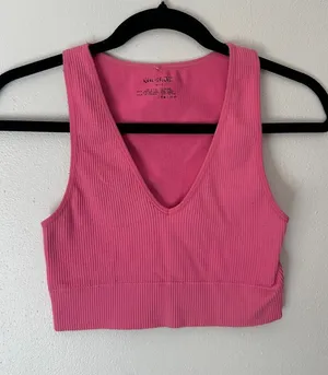 2 Garage pink and Blue Ribbed Crop Tank Top with Scoop thumbnail 1