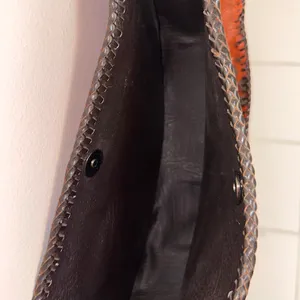 NEW Handmade Dyed Cowhide Leather Cossbody Purse Steer Cow Rust Western Orange thumbnail 9