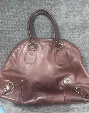 Banana Republic Brown Leather Bowling Satchel Bag Brass Buckles Y2K Slouchy thumbnail 1