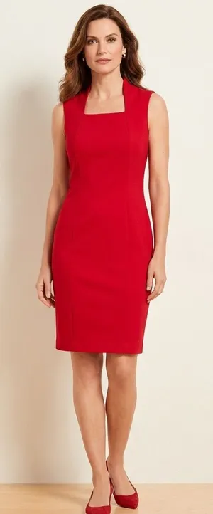Talbots Red Sheath Dress Sleeveless Career Cocktail Midi Size 8p thumbnail 1