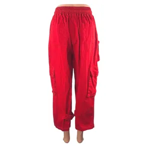 Kol Me Baby Women's Red Cropped High Rise Baggy Cargo Trousers Pants Size S thumbnail 3