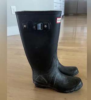 Hunter women’s original tall boots black size 7 thumbnail 1
