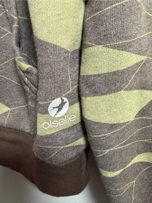 Oiselle Jagged Hoodie Pullover Geometric Print Brown/Olive thumbnail 5