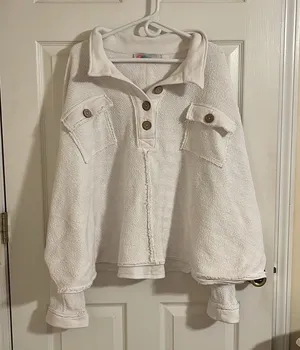 Free People Rowan White Button-Up Pullover thumbnail 1