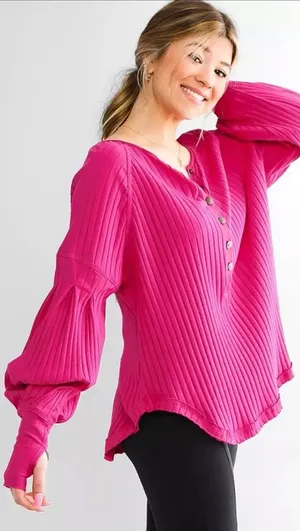 Free People Movement Bella Layer Henley Top Passion Fruit size S Small thumbnail 1