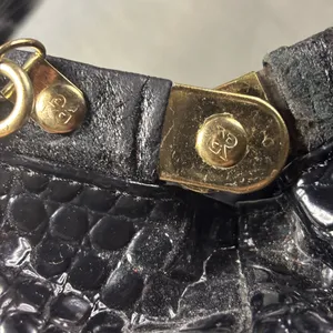 Vintage Renaissance Handicraft Black Patent Croc-Embossed Doctor Bag / Crossbody thumbnail 7