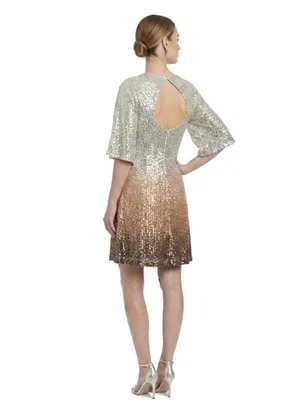 Old Navy Silver to Bronze Warm Ombre Sequin Mini Dress Size Large thumbnail 3