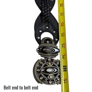 Chico's Genuine Leather Belt Silver And Gold Ornate Buckle Rodeo‎ Boho Luxury thumbnail 8
