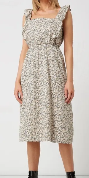 Madewell Floral Midi Dress - Cream and Blue thumbnail 1