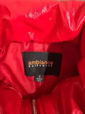 Ambiance Red Shiny Puffer Jacket - Women's Short Coat thumbnail 2
