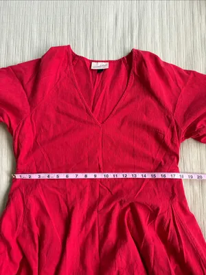Universal Threads Red V-Neck Fit & Flare Dress thumbnail 2