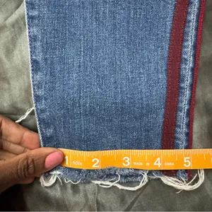 Mother The Looker Ankle Fray Women's blue Skinny Jeans side stripes Size 26 thumbnail 14