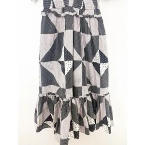Bohme Brielle Patchwork Midi Dress Size Medium Puff Sleeve Check Plaid Boho thumbnail 11